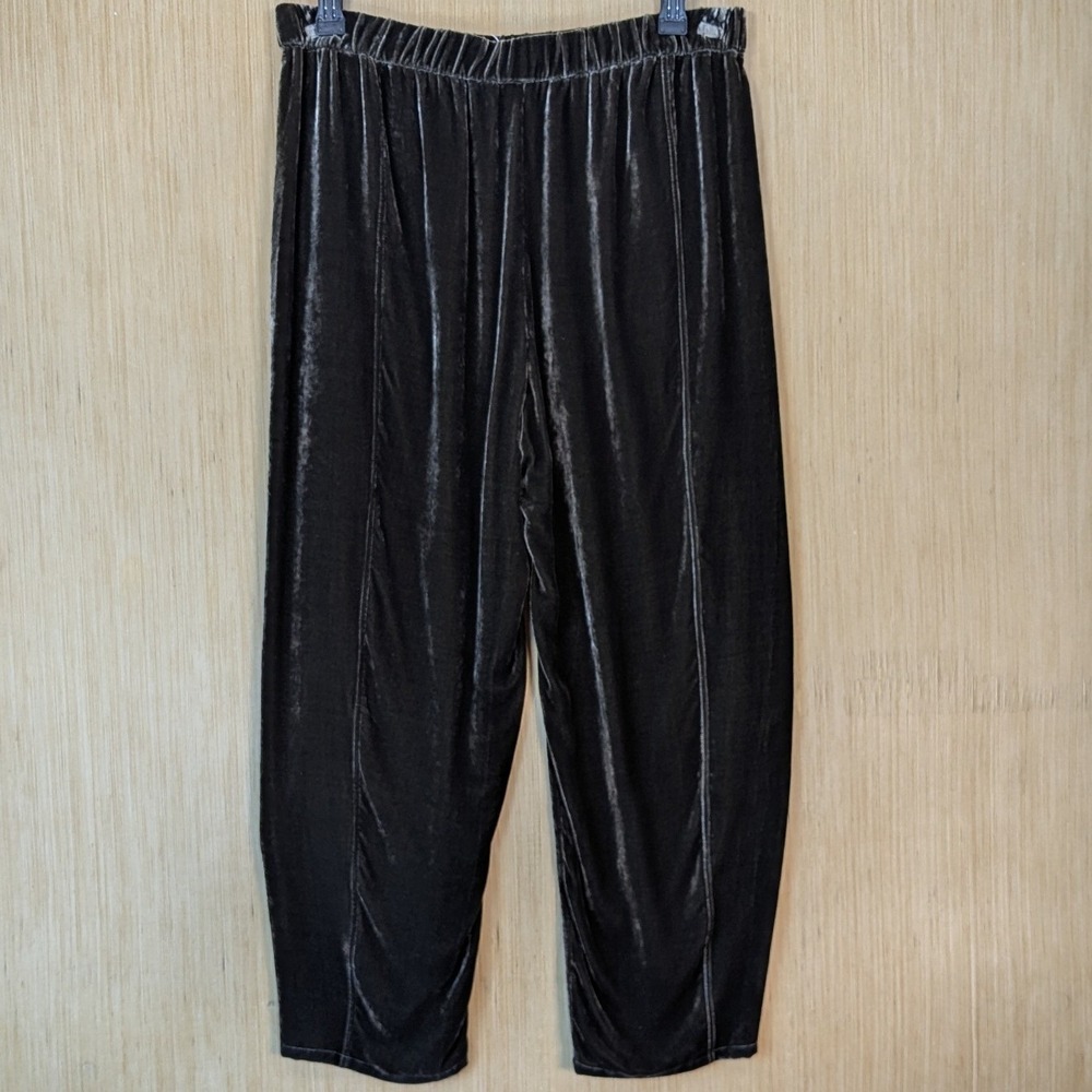 Eileen Fisher Wren Velvet Lantern Ankle Pant Womens Large Brown Silk Blend New - Picture 5 of 12